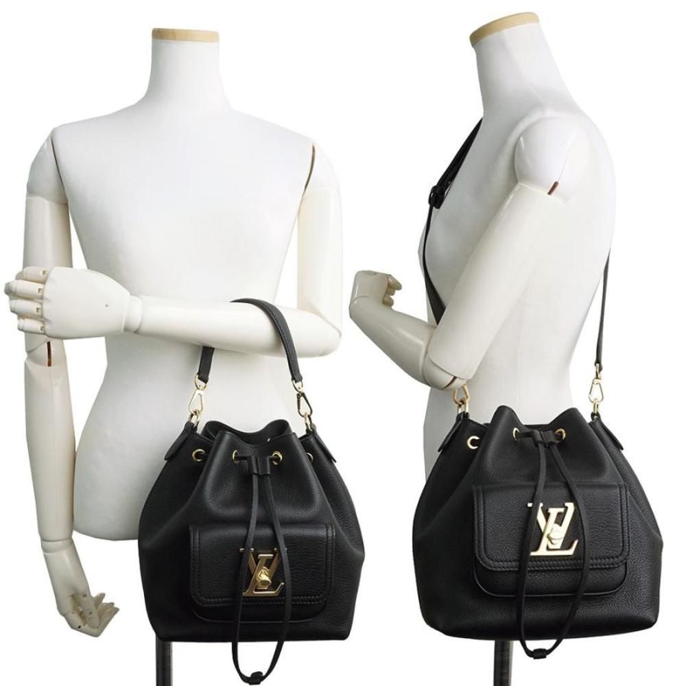 Louis Vuitton Grain Calf Leather LockMe Bucket Bag Black